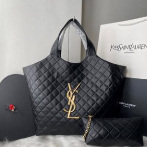Bolsa YSL MÁXI ICARE em couro genuíno com efeito acolchoado