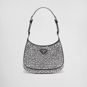 Bolsa Prada Cleo em cetim com cristais sintéticos
